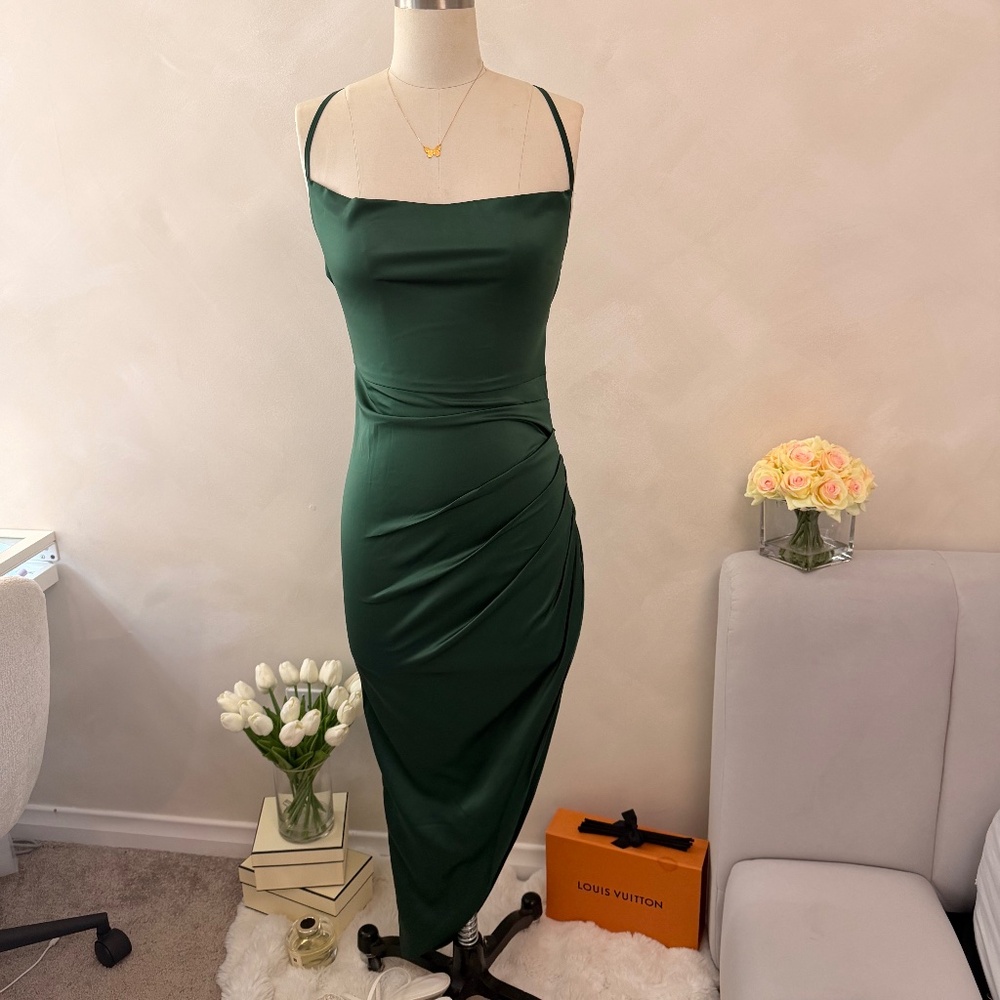 Satin green dress